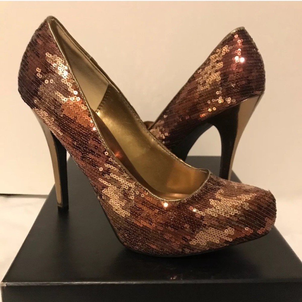 Brown sequin heels 9